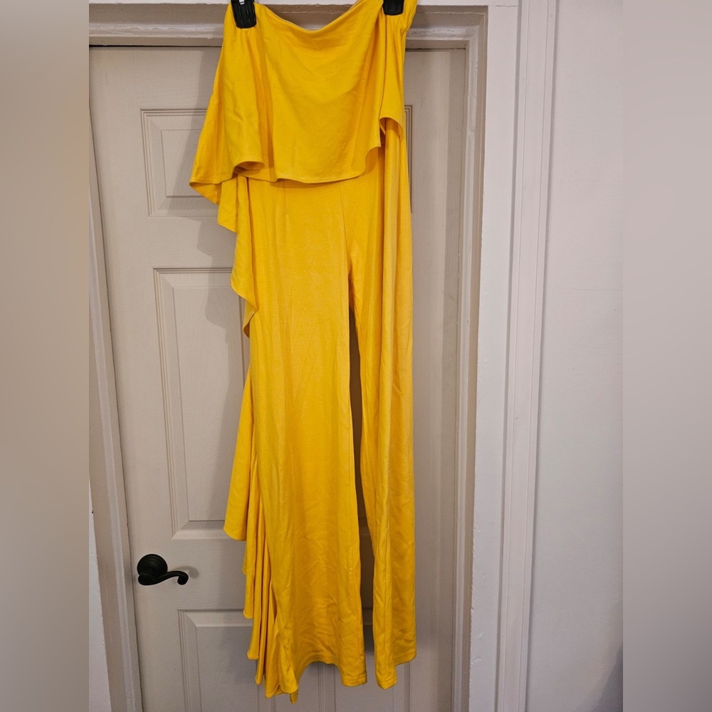 Yellow Strapless Jumpsuit